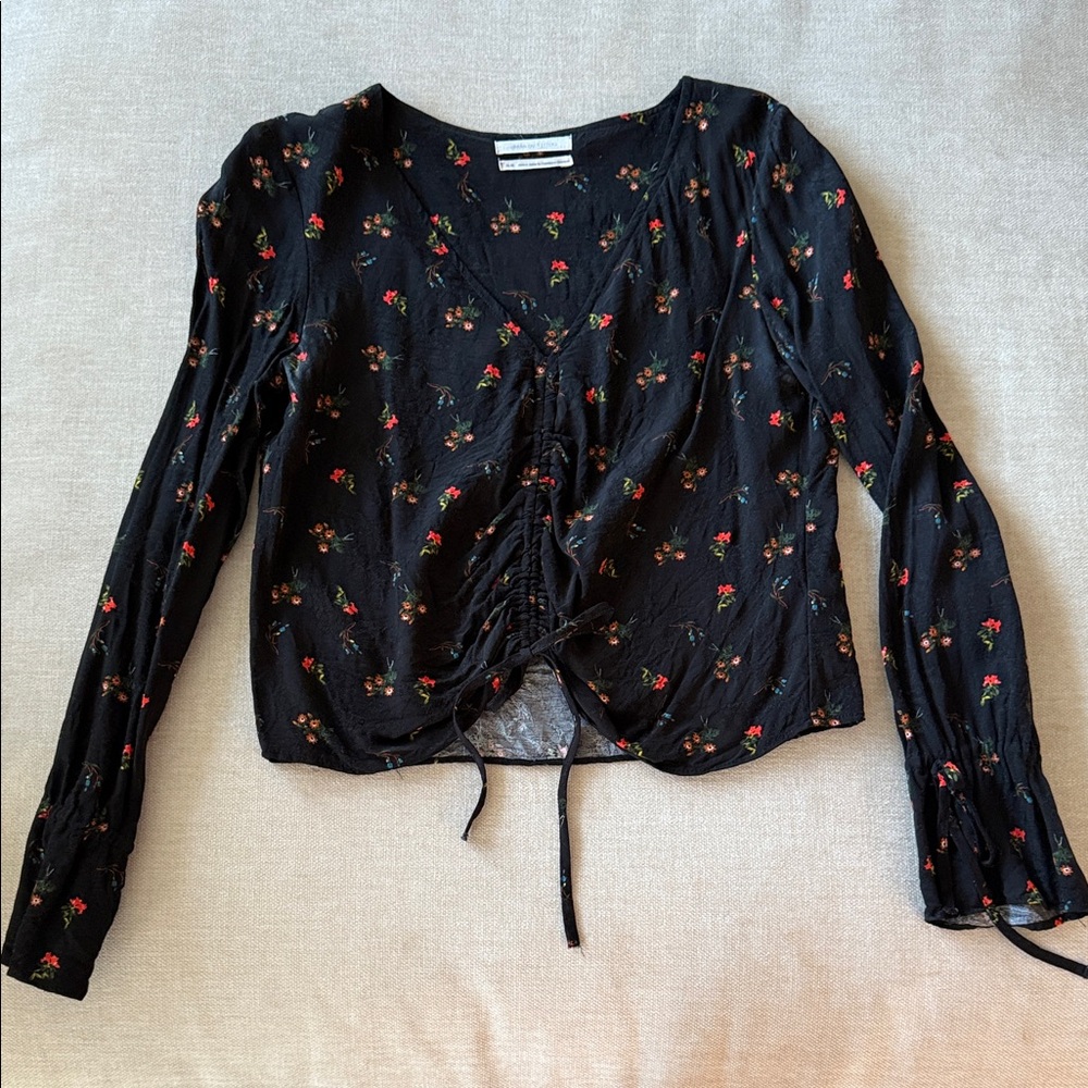 Urban Outfitters Black Floral Blouse